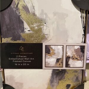 Artisan Collective Gold and Cream Framed Canvas Art 2 Pieces